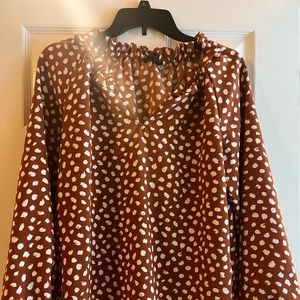 Jcrew Drapey Ruffle Neck Brushstrokes